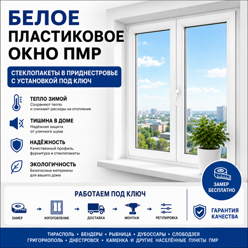 Белое пластиковое окно ПМР - Стеклопакеты в Приднестровье с установкой под ключ